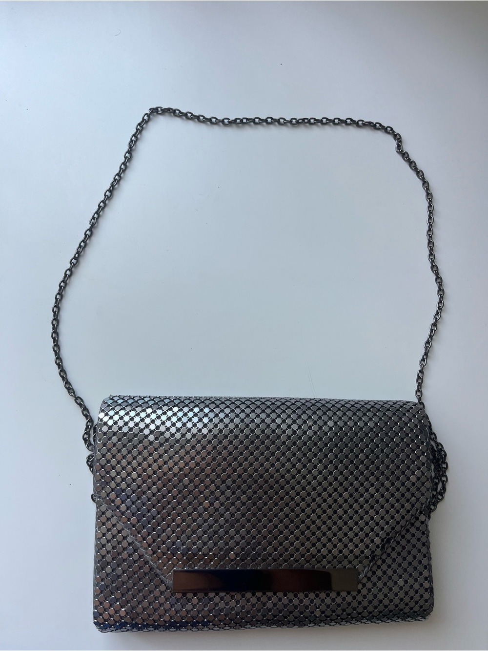Aldo Gunmetal Mesh Chain Crossbody Bag